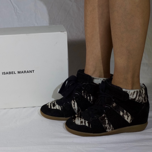 Isabel Marant Pony Over Basket Wedge Sneakers - Picture 5 of 8